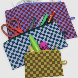 NWT Baggu Flat Pouch Set - Jewel Checks